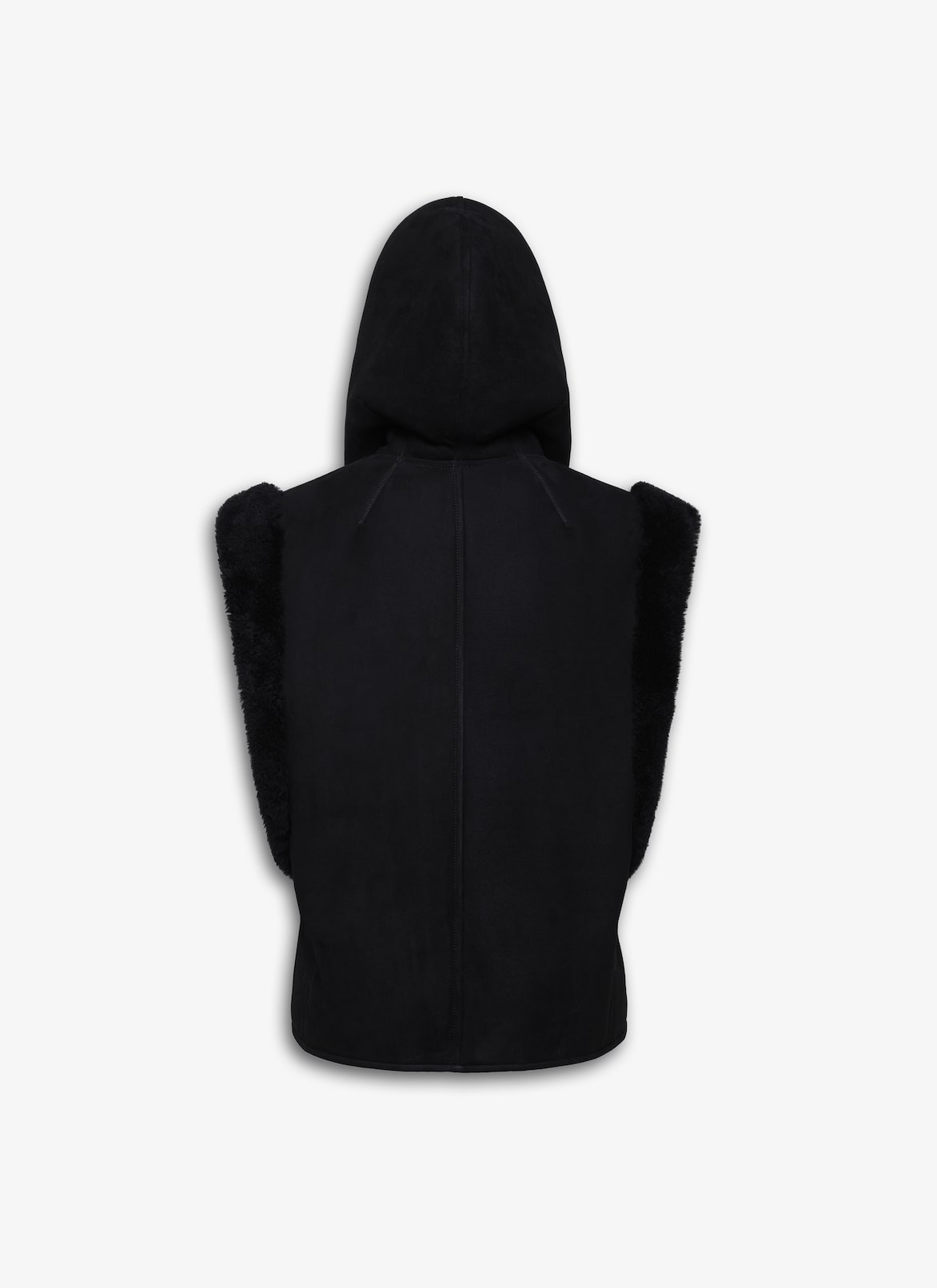 SHEARLING HOODED VEST ALAÏA BLACK SHEARLING HOODED VEST